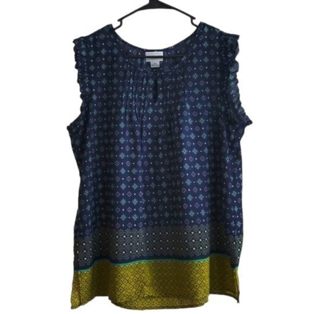 Women's Liz Claiborne PETITE Navy Blue Sleeveless Blouse Size PXL GUC #6452